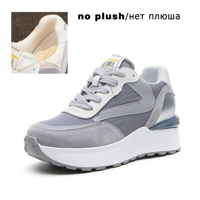 Fujin 6.5cm Genuine Leather Women Casual Shoes Chunky Sneakers Platform Wedge Women Running Shoes Sneakers Winter Spring Autumn