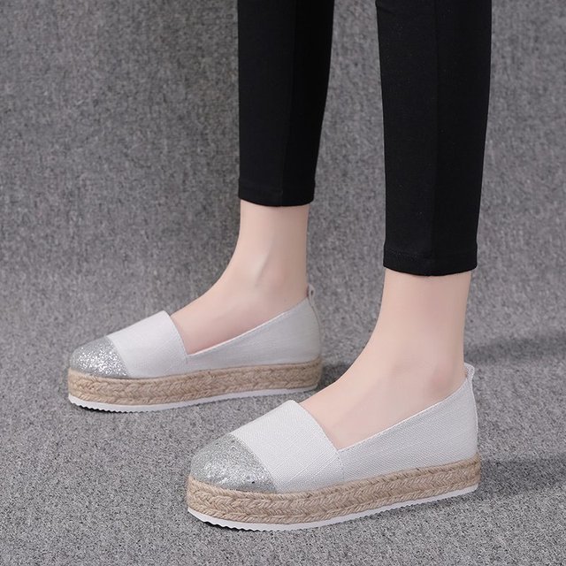 Women Flat Shoes Low Top Spring And Autumn Canvas Shoes Straw High Quality Shoes Fashion Flats Loafers Single Shoes