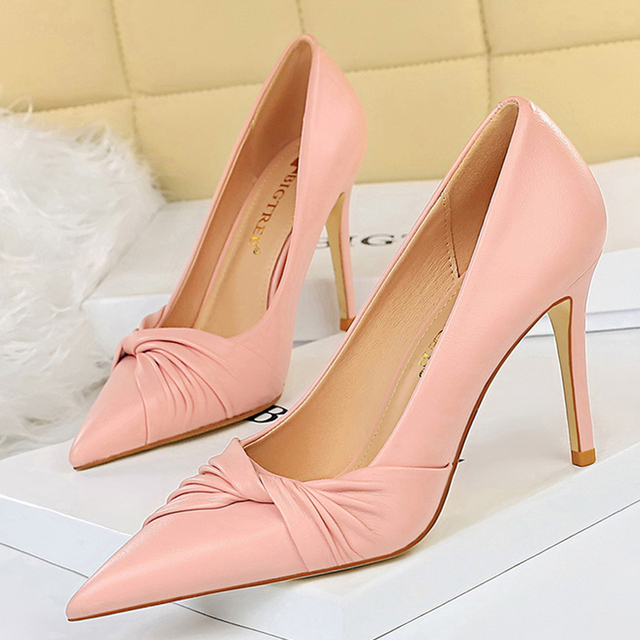 BIGTREE Spring Shoes Woman Pumps Pu Leather Shoes Women Heels Stiletto Fashion Office High Heel Shoes Ladies Shoes Plus Size 43