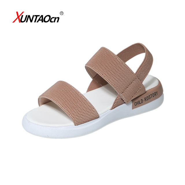 Fashion Open Toe Sports Sandals T-Shape Buckle Thick Heel Platform Shoes 2020 Women's Summer Flat Casual Shoes Women Slippers