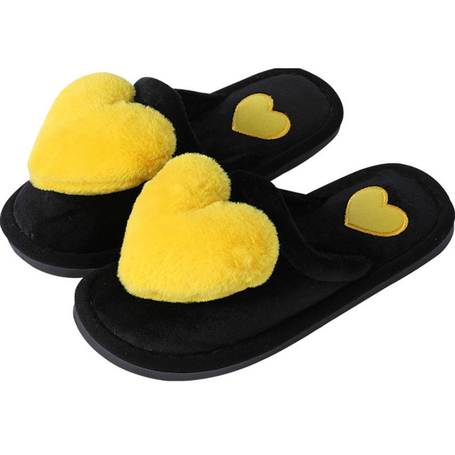 2021 Slippers Women Winter Heart Shoes Woman Slides Plush Home Slippers Ladies Indoor House Shoes Winter Warm Fur Slippers