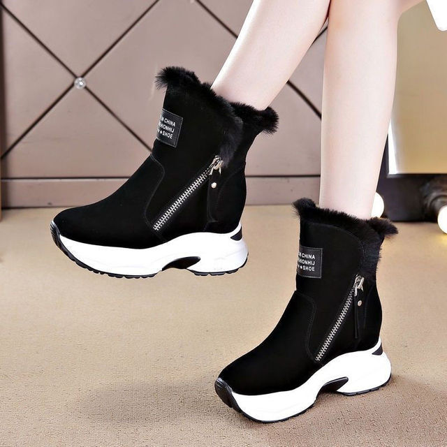 snow boots women 2021 winter high boots plush warm boots plus size easy wear girl shoes white zip female boots hot