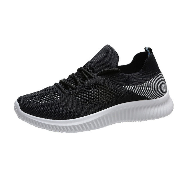 2022 spring sneakers women knitting soft vulcanized flat shoes platform lace-up mesh comfortable ladies casual shoes