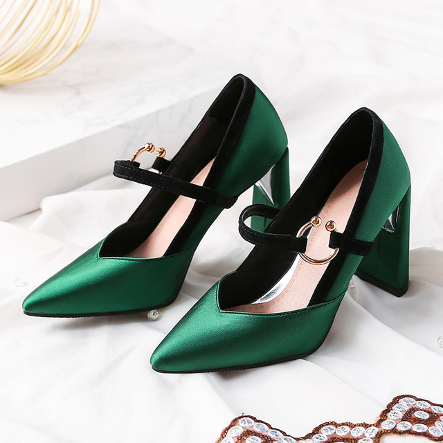 Sexy Women Pumps Black Rome High Heel Shoes Ladies Satin Fashion Pointed Toe Heels Wedding Party Woman Formal Shoes Big Size 46