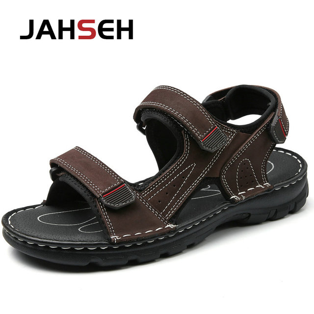 Size 48 New Fashion Casual Men Shoes Genuine Leather Soft Non-slip Beach Shoes Summer Sandals Walking Flats Sneakers