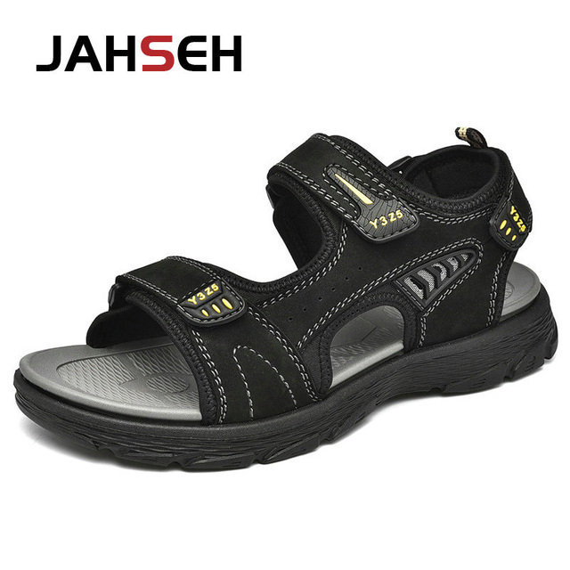 Genuine Leather Men Sandals Summer Men Beach Shoes Man Brand Fashion Slippers Summer Outdoor Casual Walking Shoes Sneakers