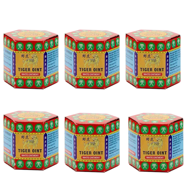 6pcs Original Red White Tiger Balm Ointment Tiger Oint Paint Cream Muscle Pain Relief Massage Ointment Soothe Itch Plaster