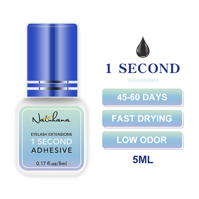 NATUHANA 5ml 1sec Fast Drying Strong False Eye Lash Extension Glue Adhesive Retention 5-7 Weeks Low Smell Mink Eyelash Glue