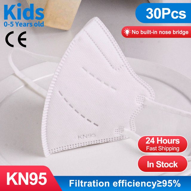 10-100pcs Kids KN95 Mask FFP2 Reusable Mask for Kids Children KN95 Mascarillas Masque Maske FFP2 Mask Respirator Filter