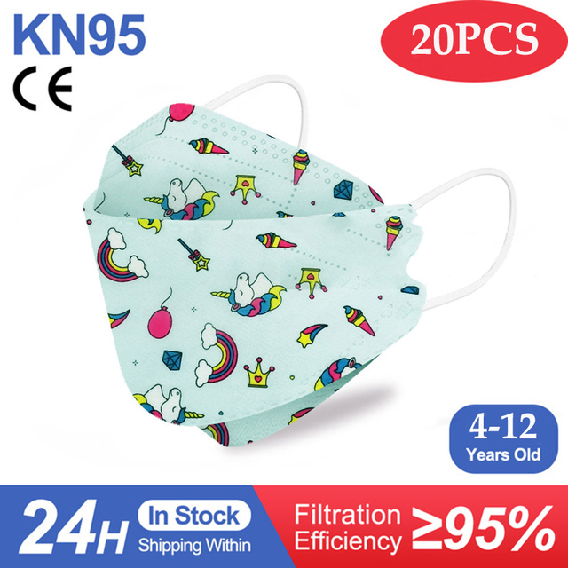 Kn95 Masks Kids fpp2 Approved Mask for Baby Fish Printed Cartoon Mouth Mask KN95 Mascarilla Infantil kf94fan ffp2fan Ninos