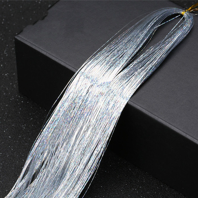 1pc Sparkle Shiny Hair Tinsel Hair Extensions Dazzle Women Hippie For Braiding Headdress Hair Braiding Tools Long 100cm