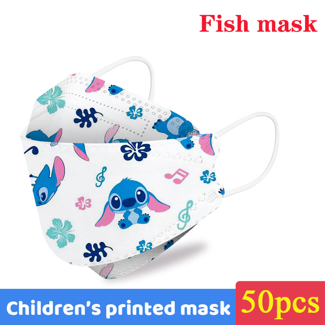 Disney Mickey Stitch Children Kn95 Face Mask 4 Layers Dust-proof Breathable Reusable For Boys Girls Kawaii Ffp2 Mouth Mascarilla