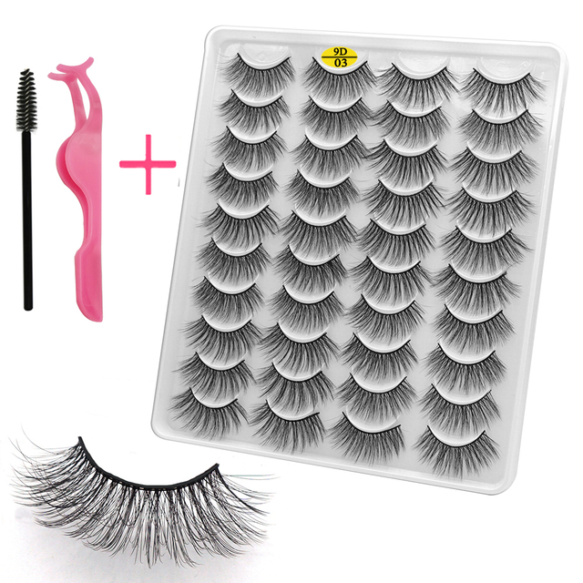 LE 20 Pairs Mink Eyelashes Fashion Handmade Cruelty-Free Soft Wispies 3D Fake Long Eye Lashes Extension False Eyelashes