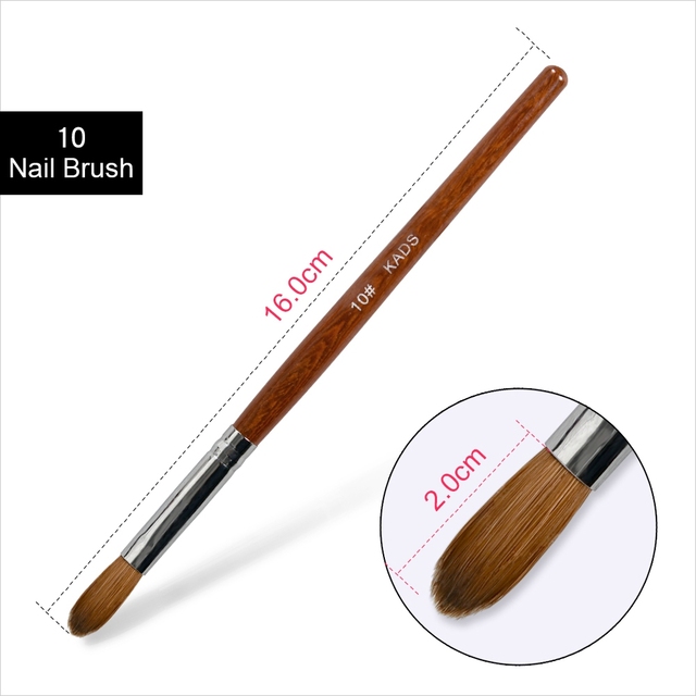 1pc Kolinsky Sable Acrylic Brush UV Gel Carving Brush Pen Liquid Powder DIY Nail Drawing Flat Round Red Wood Nail Art Brush