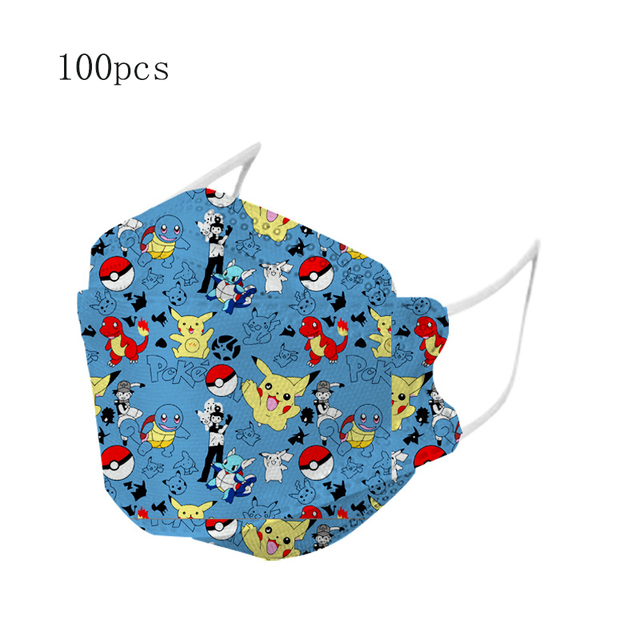 New Children's Pikachu Ffp2 Disposable Mask Four Layer Filter High Efficiency Protection Children Cartoon Pattern Kn95 Mascara