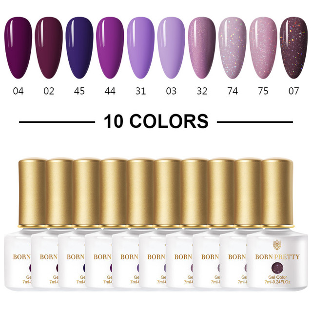 Born Pretty Nail Gel Polish Set Soak Off UV LED Gel 7ml Hybrid Semi Permanent Varnish Nail Art Gel Kit Top Coat Gel Manciuring