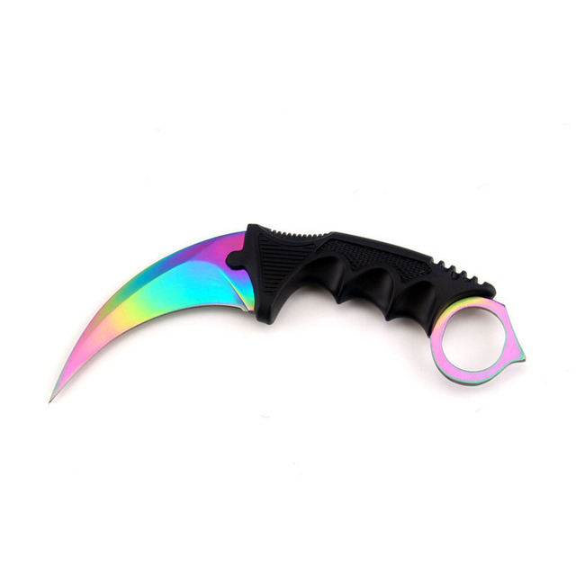 ريال مكافحة سترايك Karambit سكين شفرة مثبتة Lore غمد النمر الأسنان قوس قزح أدوات تكتيكية لحفظ الحياة أداة الصيد السكاكين