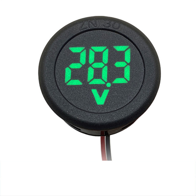 DC 5-100V LED Round Digital Display Two Wire Voltmeter DC Digital Car Voltage Current Meter Volt Detector Test Monitor Part