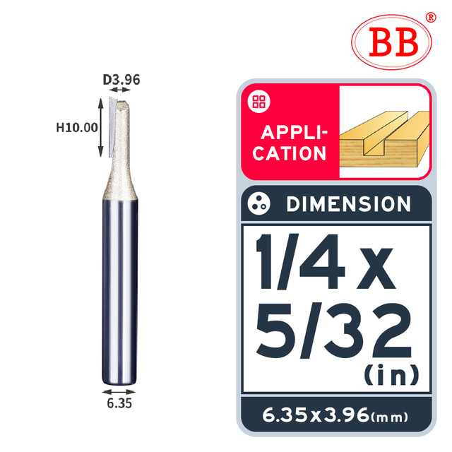 BB Straight Bit 2 Flute Long Blade Router Bit 1/4 1/2 Woodworking Slotting Tool End Miil Double Edged Cutter