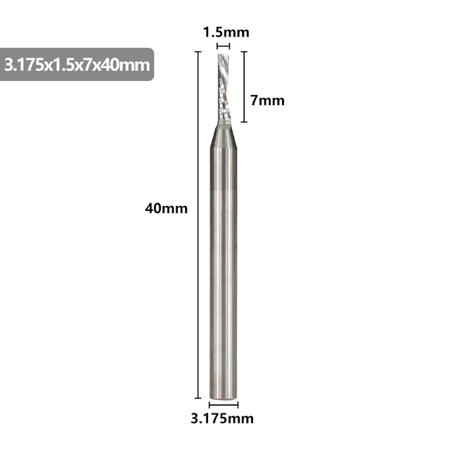 XCAN - Single Carbide Cutting Machine, 3.175mm (1/8"), CNC Router, 1-3.175mm Diameter, for Aluminum Cutting