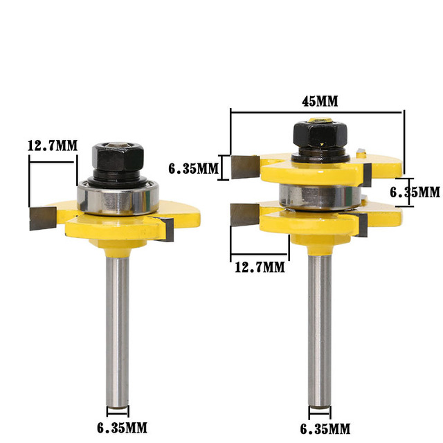 FAC 1/4" Inch 6mm 8mm Shank Assembling Router Bits Tongue Groove Joint T-Slot Carbide Milling Wood Cutters Woodworking Cutting Tools