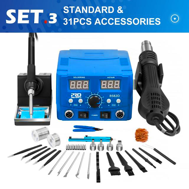 2 in 1 Hot Air Gun Soldering Soldering Station Soldering Iron LED Digital Display Hair Dryer Welding Soldering Tool by PROSTORMER