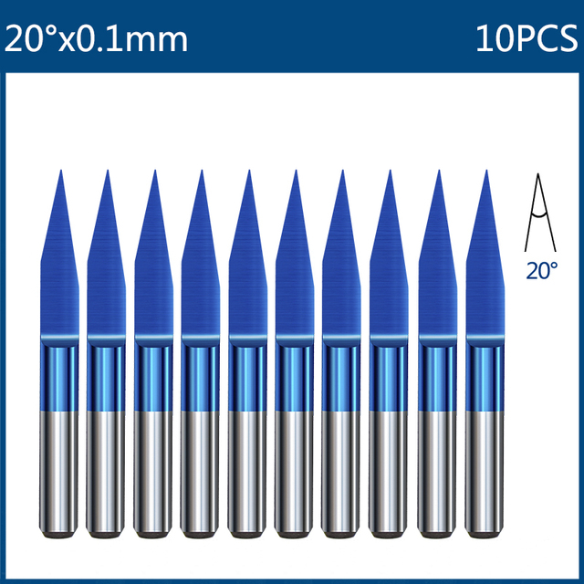 10/40pcs 3.175mm Nano Blue Coated CNC Router Bit End Mill Cutter Mini PCB Carbide Router Bits Kit for Milling Tools