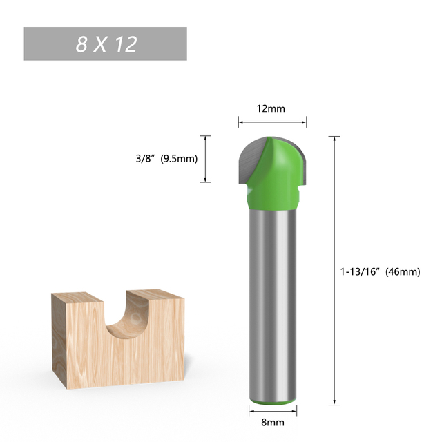 LA VIE 1pc 8mm Shank Ball Nose End Mill Round Nose Cove CNC Milling Bit Radius Core Box Solid Carbide Router Bits Tools