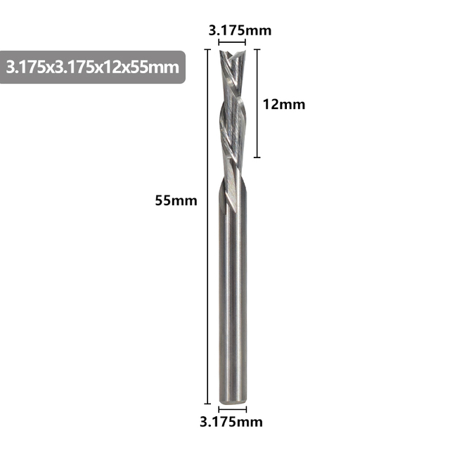 XCAN Left Hand Down Cutter 3.175/4/5/6mm Shank Spiral End Mill 2 Flute Carbide Milling Cutter for CNC Aluminum Cutting Milling B