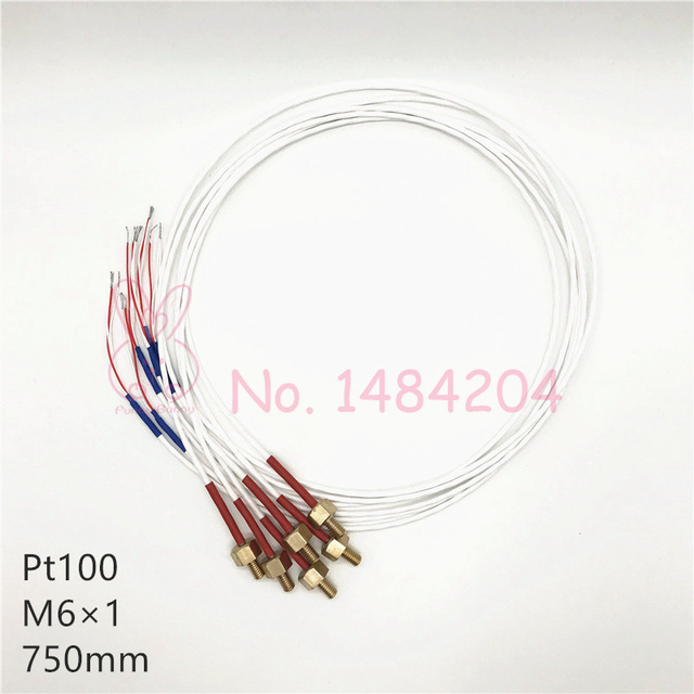 High Precision PT100 Temperature Sensor Class A RTD Probe M4 Brass Screw Thread 6mm 3-Core FEP Wire 750mm for Coffee Machine