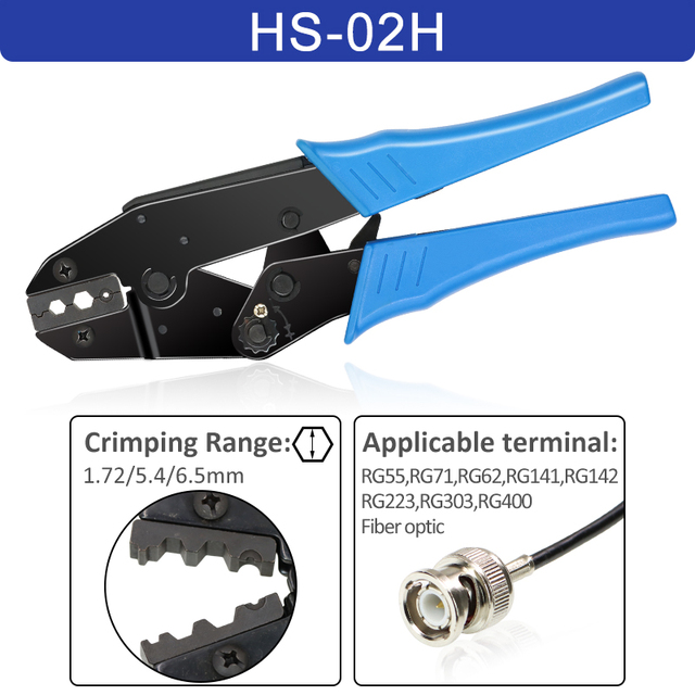 HS-05H Coaxial Cable Crimping Pliers Kit for SMA/BNC RG58, 59, 62, 174,8, 11, 188, 233 and Crimper Cutter Stripper Tools