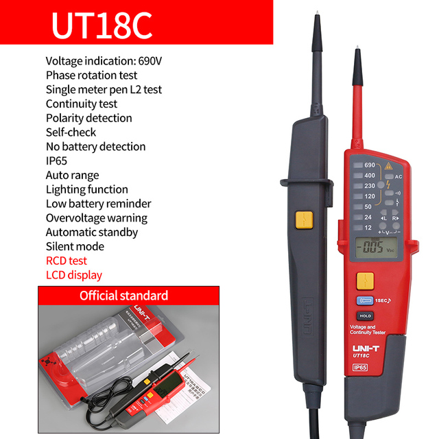 UNI-T UT18A التلقائي المدى الفولتميتر الفولتميتر الرقمي الجهد اقلام الفحص مع مؤشر LED UT18B UT18C UT18D