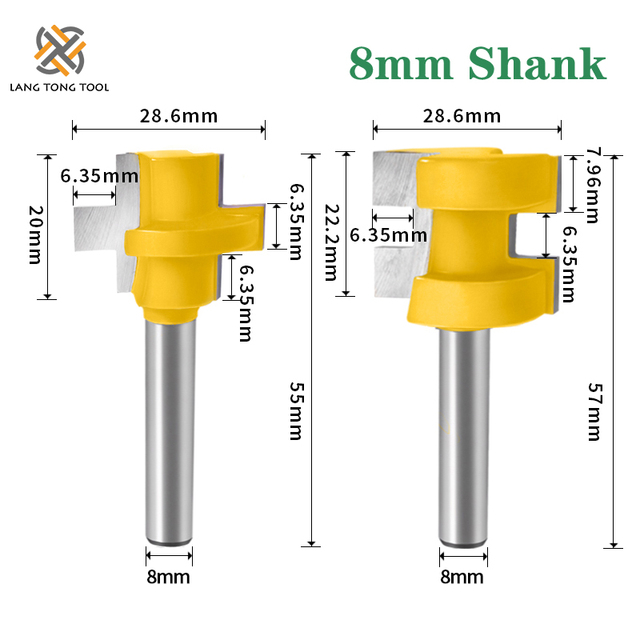 Milling Cutter for Wood Router Bits for Wood T-slot Square Teeth Tenon Wood Mills Milling Cutter Carving Knife Woodworking Tool