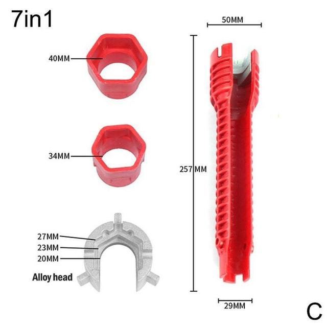 8 in 1 Washer Wrench Non-slip Washer Wrench Magic Sink Pipe Kit Wrench Plumbing Installation Spanner Wrench Repair Tools