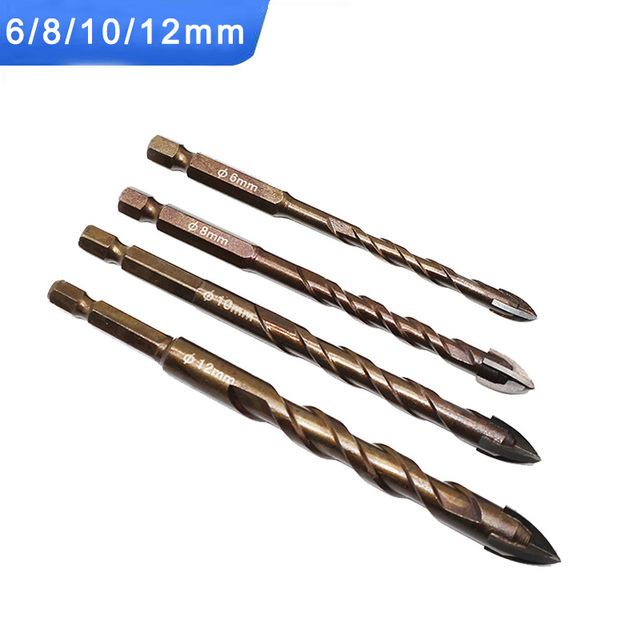 Justing Lau 7pcs/set Cross Hex Tile Bits Cup Ceramic Concrete Hole Opener Alloy Triangle Drill Size 3/4/5/6/8/10/12mm