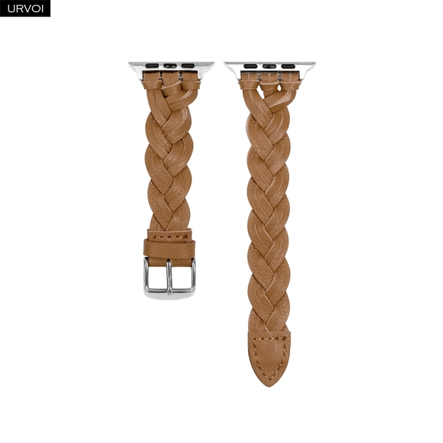 URVOI Braided Genuine Leather Strap for Apple Watch series es7 6 SE 5 4 3 2 1 Woven Strap for iWatch 41 45mm Classic Design Buckle