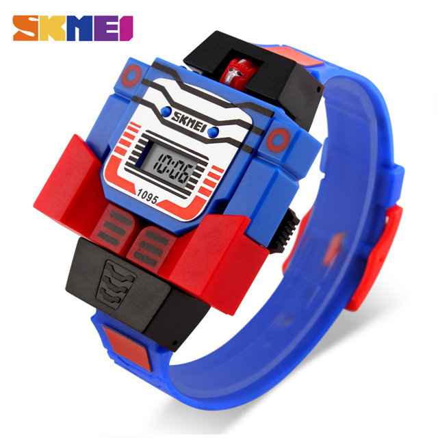 SKMEI 1095 Children's Wristwatch Kids Boy Detachable Digital Watch Robot Deformation Toy