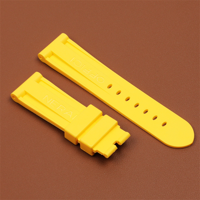 High Quality Black Blue Red Orange Army Green Watchband Silicone Rubber Strap for Panerai Pin Buckle 22mm 24mm 26mm