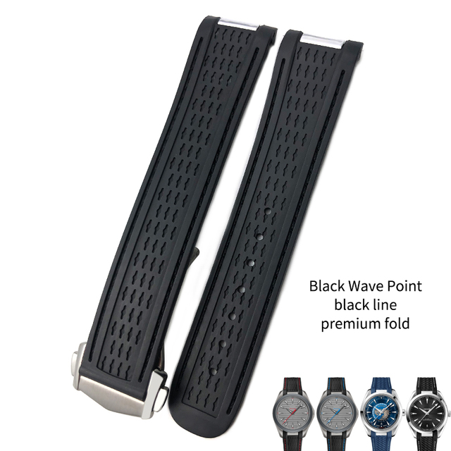 20mm Rubber Silicone Watch Strap Fit For Omega Seamaster 300 AT150 Aqua Terra Ultra Light 8900 Steel Buckle Watchband Bracelets