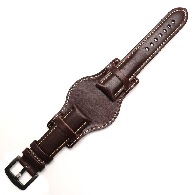 Genuine Leather Bracelet 18mm 20mm 21mm 22mm Watch Strap Man Watchband With Mat Wrist Band Handmade Leather Bracelet