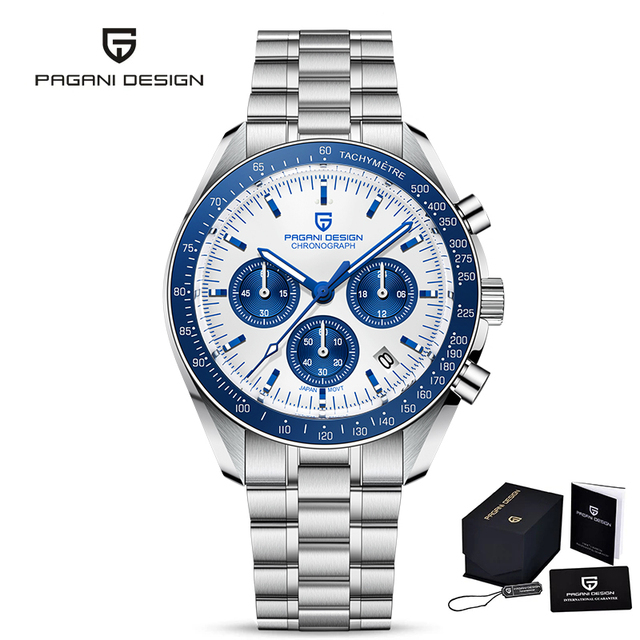 PAGANI Design Speedmaster Seiko VK63 Men's Quartz Wristwatch Luxury 100M Waterproof Sapphire Chronograph Steel Watches