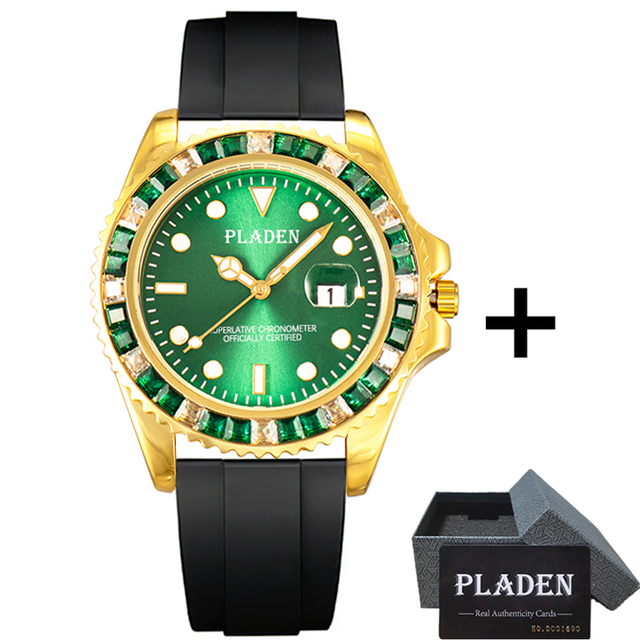 Luxury Bladen Men's Watches Fashion Green Diamond Bezel Sapphire Glass Wristwatch Automatic Date Diving AAA Watches Dropshipping