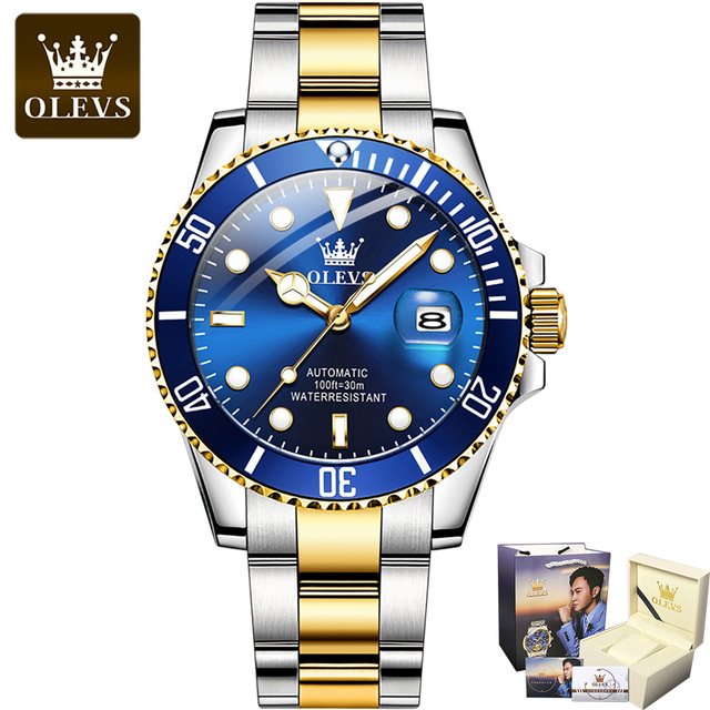 OLEVS Stainless Steel Strap Submarine Full Automatic Men's Watch Waterproof Business Automatic Mechanical Men's Wristwatch