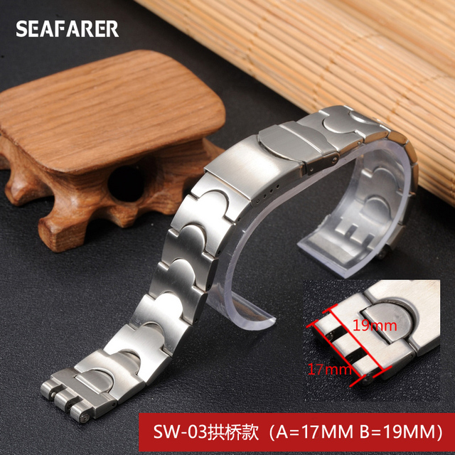 Watch Accessories Watch Strap For Swatch Watch Stainless Steel Bracelet Solid Convex And Prong Steel Belt 17mm 17.5mm 20mm 22mm