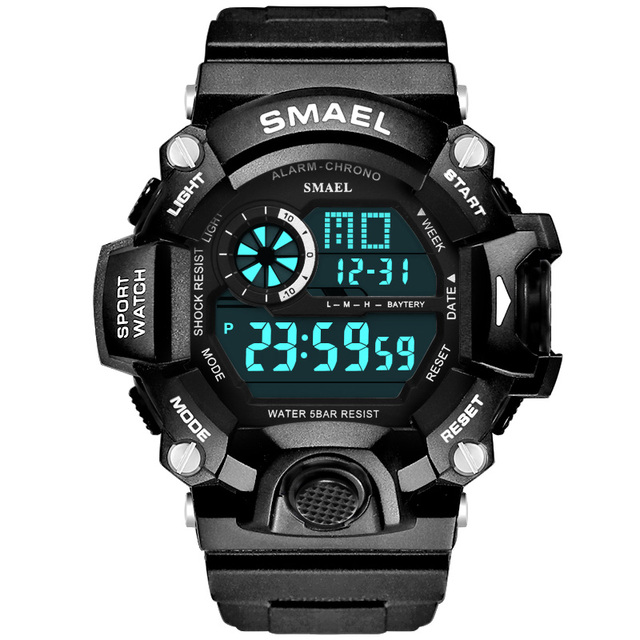 Men's Watches White Digital Watch SMAEL Sport Watch 50M Waterproof Auto Date relogio masculino Digital Military Watches Men Sport