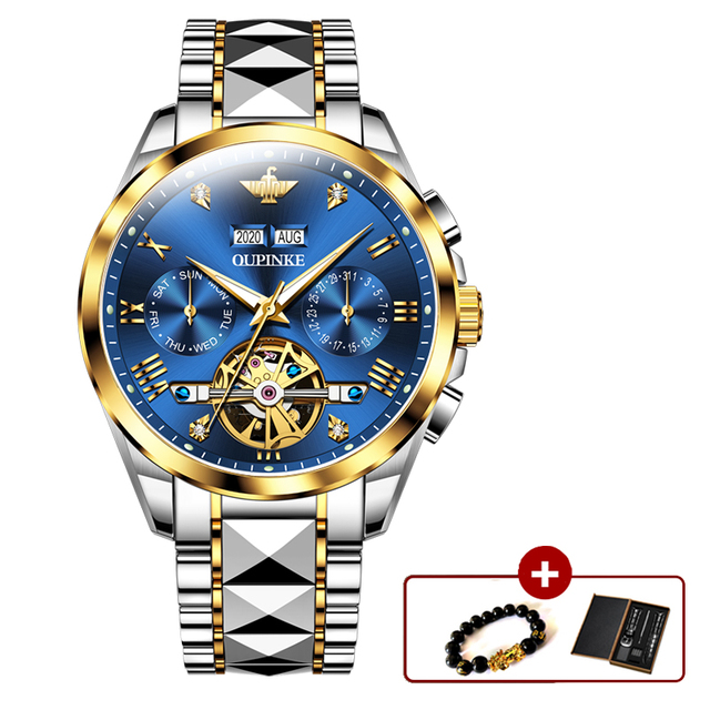 OUPINKE Automatic Men's Watches Mechanical Sapphire Glass Tourbillon Luxury Brand Wristwatch Waterproof relogio masculino 40