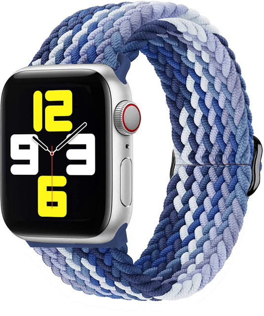 Braided Solo Loop Ring for Apple Watch 44mm 40mm 42mm 38mm Elastic Nylon Fabric Bracelet for iWatch 3 4 5 SE 6 Adjustable Buckle