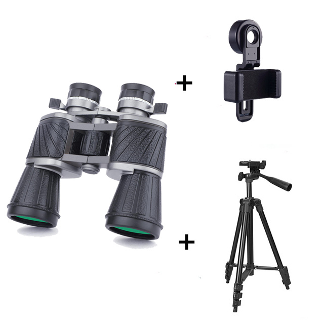 HD 10X50 Powerful Binoculars Long Range Telescope Zoom Metal BAK4 High Magnification Professional Monocular for Hunting Tourism