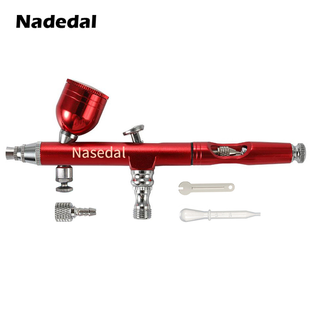 Dual Action Airbrush Red/Gold Gravity Feed 0.3mm Nozzle Cake Decorating Spray Gun Manicure Brushes With Wrench