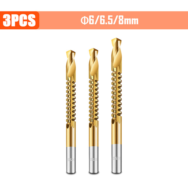 3/4/5/6pcs Cobalt Drill Bit Spiral Screw Metric Composite Tap Drill Bits Drill Polishing Woodworking HSS Twist Drilling Tools